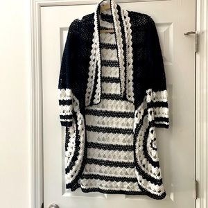 Black n white crotchet cardigan